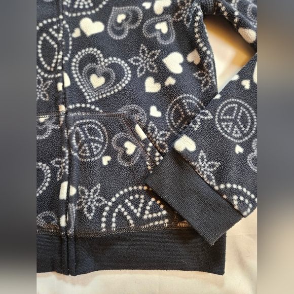 Old Navy Girls Gray & White Designed Long Sleeve Hooded Fleece Jacket Size Large - Picture 2 of 11